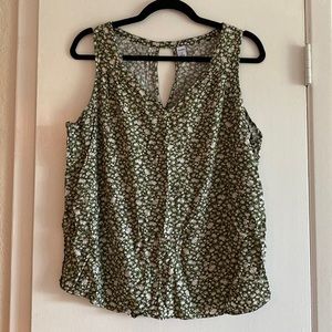 Green Sleeveless Floral Top